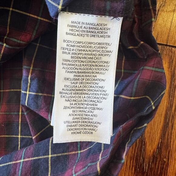 Polo Ralph Lauren Boys 2T Natural Stretch Navy Red Plaid Button Down Long Sleeve - Picture 6 of 7